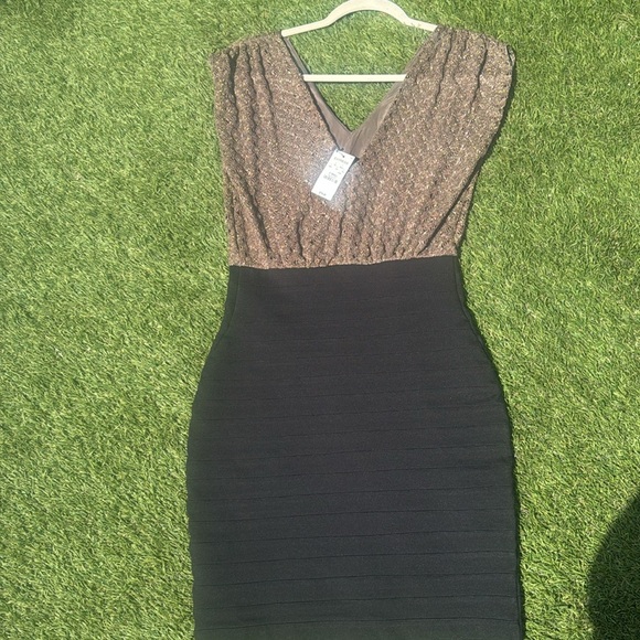 Elegant Black and Brown Women's Dress - Picture 2 of 7